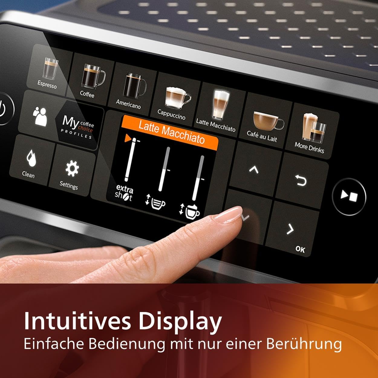 Philips Serie 5400 Kaffeevollautomat – LatteGo Milchsystem, 12 Kaffeespezialitäten, Intuitives Display, 4 Benutzerprofile, Chrom (EP5447/90)